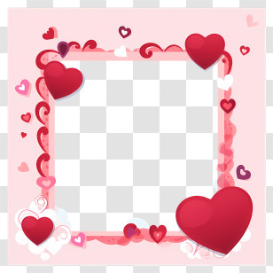 Minimalized Flat Vector Illustrate - Valentine Themed Border Frame With Hearts Transparent PNG