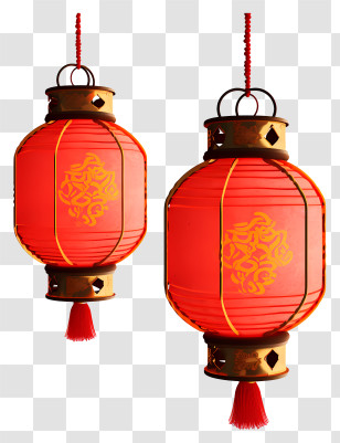 Red Paper Lanterns - Traditional Red Chinese Lanterns For Celebrations Transparent PNG