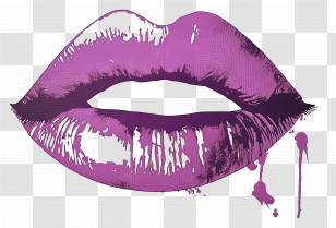 Kiss Mark - Artistic Purple Painted Lips Transparent PNG