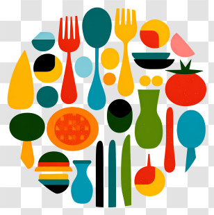 Restaurant Icon - Colorful Kitchen Utensils Transparent PNG