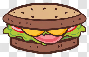 Cartoon - Cartoon Sandwich Illustration With Lettuce And Cheese Transparent PNG
