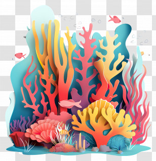 Coral Reef - Vibrant Coral Reef Design Art Transparent PNG