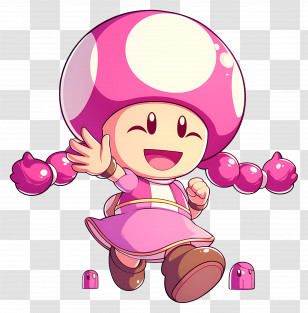 Toadette - Pink Mushroom Character Transparent PNG