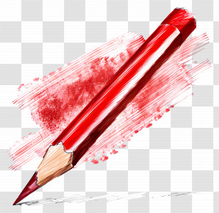 Red Pencil - Red Pencil With Sketch Transparent PNG