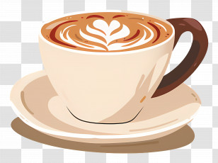 Cappuccino Coffee - Latte Art Coffee Cup Illustration Transparent PNG