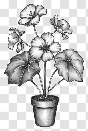 Flower Pot - Potted Plant With Flowers Transparent PNG