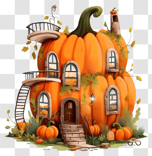 Pumpkin House - Tall Pumpkin Building Design For Halloween Theme Transparent PNG