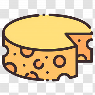 Cheese Wheel - Yellow Cheese Illustration With A Slice Cut Out Transparent PNG