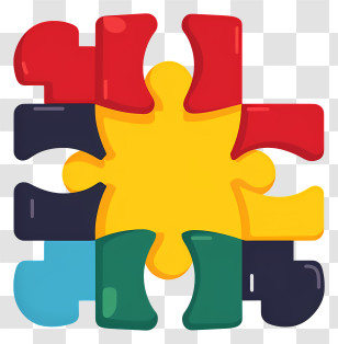 Jigsaw Icon - Colorful Puzzle Pieces Transparent PNG