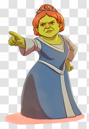 Princess Fiona - Green Cartoon Character In Dress Transparent PNG