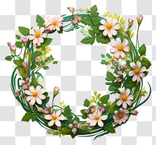 Flower Wreath - Beautiful Floral Wreath With Pink And White Flowers Transparent PNG