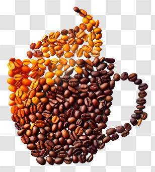 Coffee Beans Cup - Artistic Coffee Cup Made Of Coffee Beans Transparent PNG
