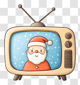 Santa Claus On Tv Screen - Santa On Retro TV Transparent PNG