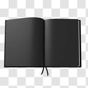 Book Cover Mockup - Black Open Notebook With Dark Pages Transparent PNG