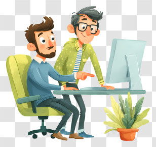 Professional Teamwork - Colleagues Collaborating At Computer Transparent PNG