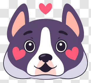 Dog Emoji - Cute Cartoon Dog Face With Hearts Transparent PNG