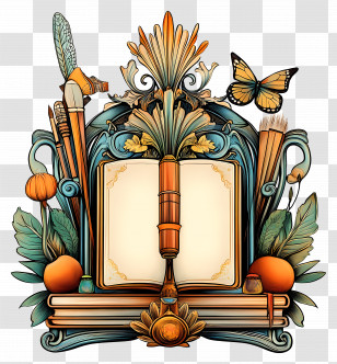 Back To School - Decorative Book And Art Supplies Transparent PNG