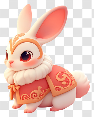 Cute Bunny - Cuddly White Bunny Mascot Transparent PNG