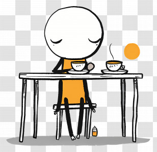 Character Drinking Coffee - Character Drinking Coffee At Table Transparent PNG
