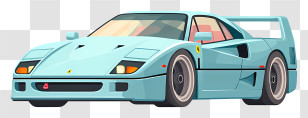 Ferrari F40 - Light Blue Sports Car Transparent PNG