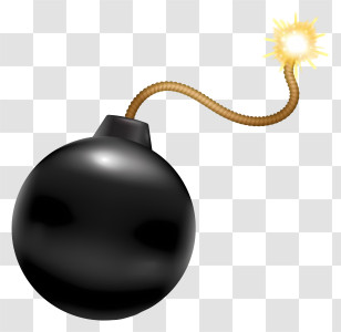 Timer Bomb - Black Cartoon Bomb With Lit Fuse Transparent PNG