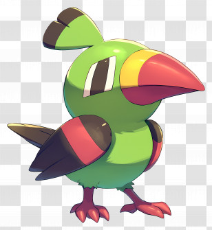 Natu - Green Cartoon Bird With Colorful Beak Transparent PNG