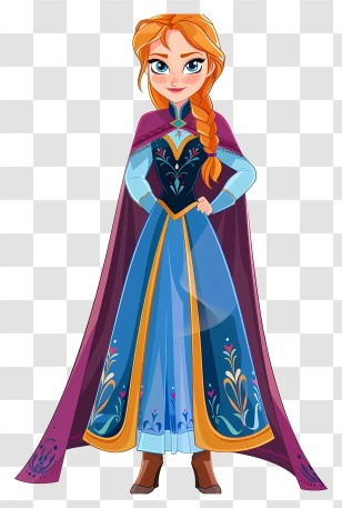 Frozen Anna Princess - Princess Cartoon Character In Colorful Dress Transparent PNG