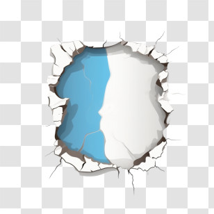 Torn Paper - Cracked Wall With Blue Background Transparent PNG