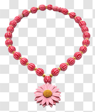 Flower Mala - Beaded Necklace With Flower Pendant Transparent PNG