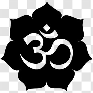 Silhouette - Om Symbol In Lotus Design Transparent PNG