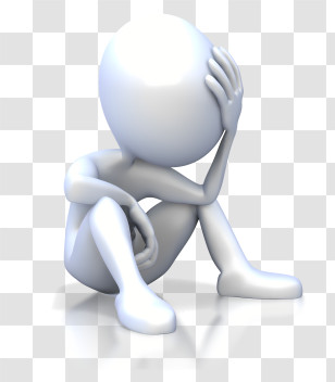 Stick Figure - 3D Figure Sitting In Thoughtful Pose Transparent PNG
