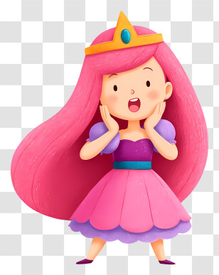 Princess Bubblegum - Pink Princess Cartoon Character Transparent PNG