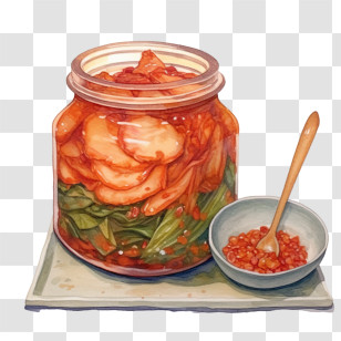 Korean Food - Kimchi Jar With Bowl On Plate Transparent PNG