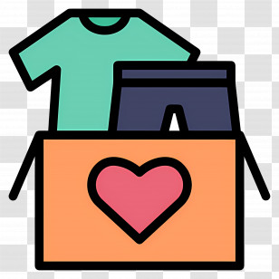 Clothes Box - Clothes With Heart In Donation Box Transparent PNG