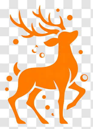 Reindeer Logo - Orange Deer Silhouette With Antlers Transparent PNG