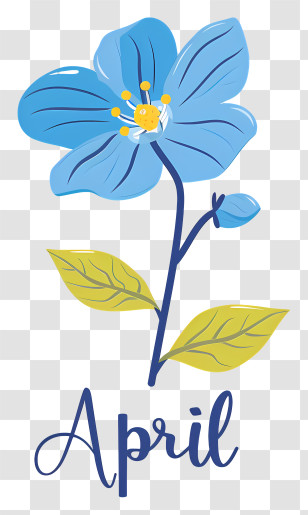 April - Blue Flower April Illustration Transparent PNG