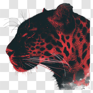 Leopard - Red Panther Face In Artistic Silhouette Transparent PNG
