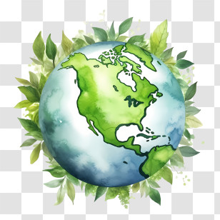 Green Planet Earth - Earth With Leafy Border For Environmental Concept Transparent PNG