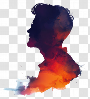 Man Silhouette - Creative Watercolor Silhouette Of Man Transparent PNG