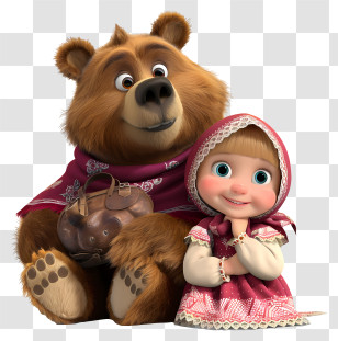 Masha And The Bear - Bear And Girl Animated Characters Transparent PNG