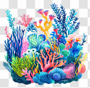 Coral Reefs - Colorful Illustration Of A Coral Reef Transparent PNG