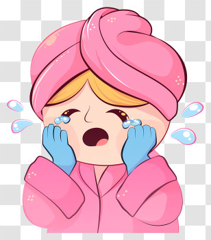Wash Face - Crying Person In Pink Towel Transparent PNG