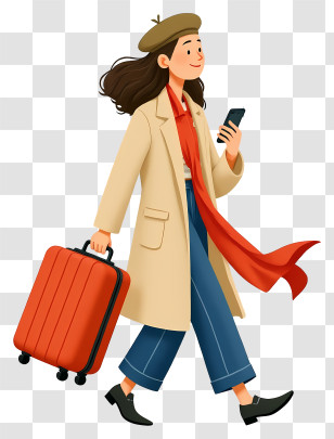 Travel And Holiday Shopping - Stylish Traveler With Luggage Transparent PNG