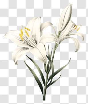 White Lily - Elegant White Lily Flower Illustration Transparent PNG