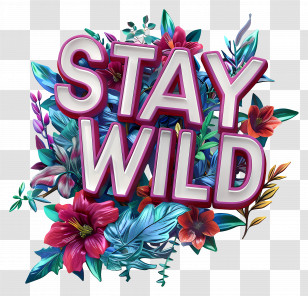 Stay Wild - Stay Wild Floral Design With Vibrant Flowers Transparent PNG