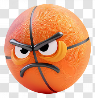 Basketball - Fierce Angry Basketball Cartoon Face Transparent PNG
