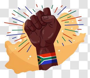Black Power - Raised Fist With South African Flag Transparent PNG