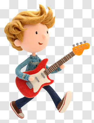 Boy Playing Electric Guitar - Boy Playing A Red Guitar Transparent PNG