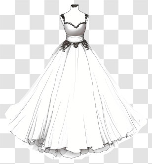Hand Drawn Bride Dress - Elegant White Dress Fashion Sketch Transparent PNG