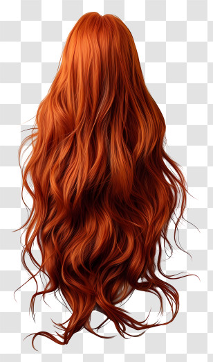 Long Hair Wig - Long Red Wavy Hair With Glossy Finish Transparent PNG